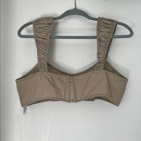 Pretty Little Thing Maternity Stone Linen-look Crop Top & Skirt - Picture 3 of 5